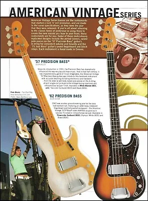 Fender American Vintage Series '57 &  '62 Precision Bass Guitar Ad Fall Out Boy • $4