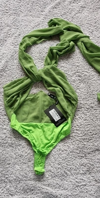 £9 • Buy Prettylittlething Green Halterneck Bodysuit With Corset Detail Size 12 With Tags