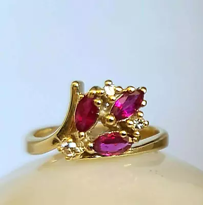 Women Ring Simulated Red Ruby 2Ct Marqusie Cut Party Wear 14k Yellow Gold Finish • $112.25