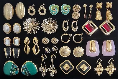 Vintage Gold Tone Clip On Earring Lot ALL SIGNED AVON NAPIER LISNER IVANA & MORE • $13.50