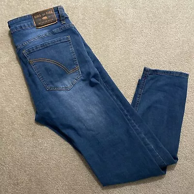 Mens 33x30 Slim Jeans - Ring Of Fire  Light Blue . Polyester Cotton • $22.99