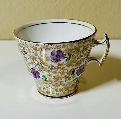 Phoenix Bone China T.f. & S Ltd Cup Only Antique Gold Purple Floral • £9.50