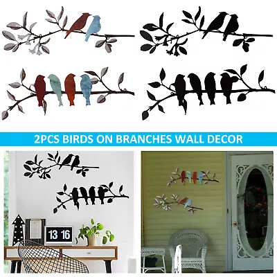 2x Metal Birds Wall Decor Hanging Metal Birds Wall Art Branch Home Gift-♪ • $19.99