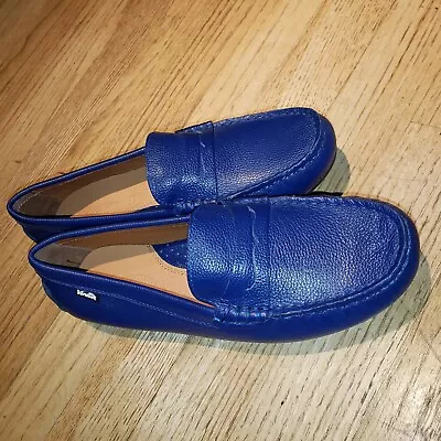 VENETTINI 6 / 36 Blue Leather Italian Venetian Driving Loafer Shoes Pennyloafer • $75