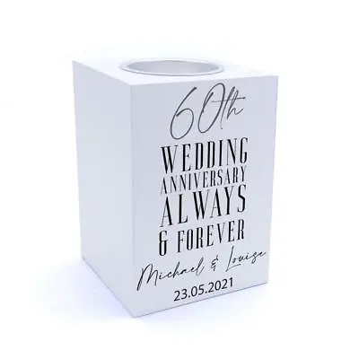 £15.99 • Buy Personalised 60th Wedding Anniversary Tea Light Holder Gift WBM07