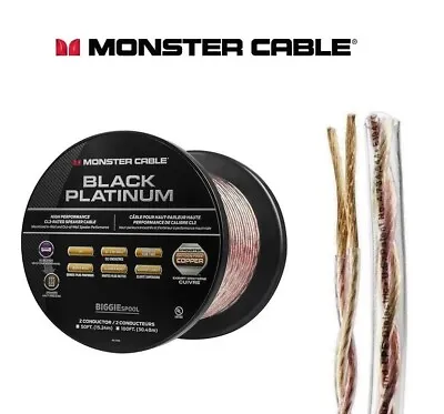 Monster Original Speaker Cable XPCI Black Platinum High Performance OFC 50ft 15M • $34.99