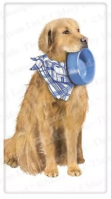 Flour Sack Kitchen Dish Towel Dog Golden With Bowl Mary Lake - Thompson New • $12.99