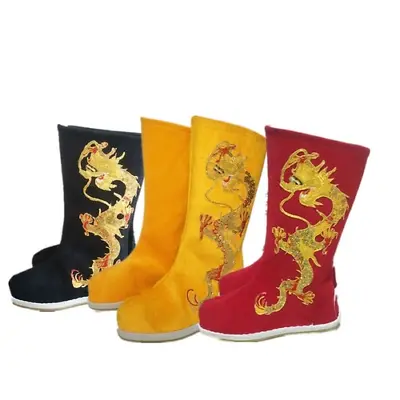 Ancient Chinese Dragon Emperor Boots Cosplay Qing Dynasty Boots Emperor Shoes • $59.15