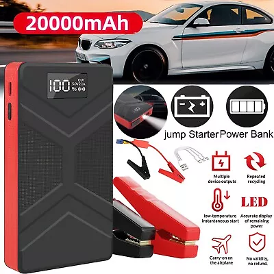 20000mAh 12V Ultrasafe Portable Lithium Jump Starter Car Battery Booster Pack UK • £21.99