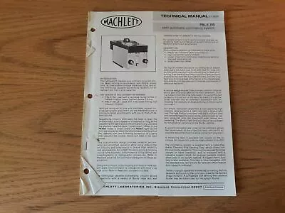 Machlett PBL-II 150 Semi-Automatic Collimating System Technical Manual ST-3620 • $29.50