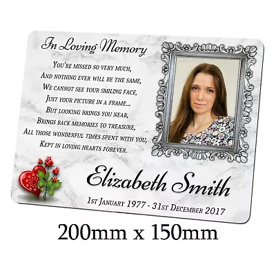 Your Photo. Large Memorial Plaque. Personalised. For Friend Family Garden Grave • £12.99