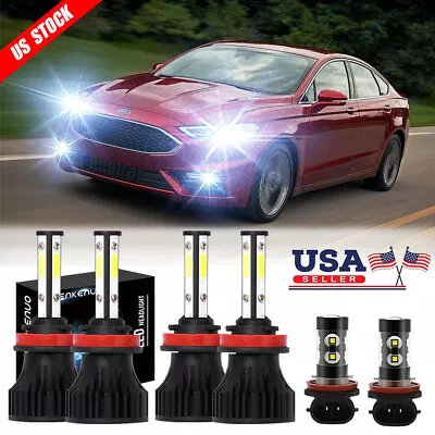 6x 6000K LED Headlight Hi/Lo+Fog Bulbs Combo Kit For Ford Fusion 2019 2020 2021 • $39.50