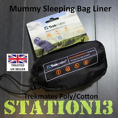 Trekmates Mummy Sleeping Bag Liner With Stuff Sack - Poly/Cotton - Navy - 182g • £17.99