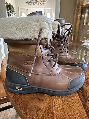 UGG Women's Adirondack Boot Chestnut Leather Sheepskin Winter Boot Size 4 • $65