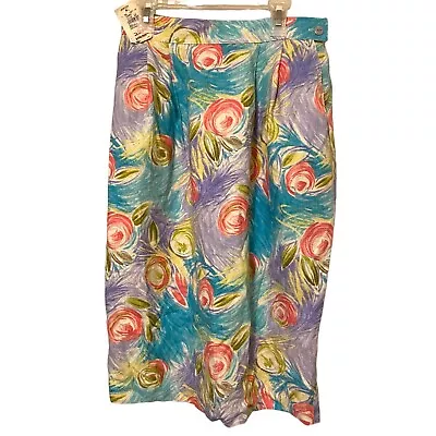 NWT Women’s Georgiou Classic Patterned Multi Colored Skirt 100% Silk Size 10 • $31.99