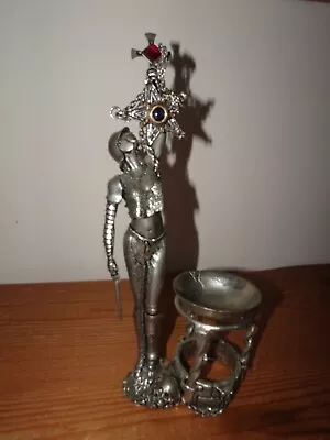 Warrior Goddess Oil Burner With Pentagram Estate Of Witch  Pagan Wiccan • £15