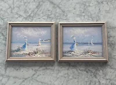 MARIE CHARLOT Oil Painting Victorian Women On Beach Impressionist Original • $60