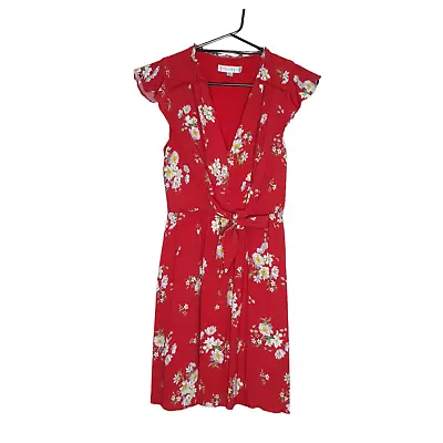 $24.99 • Buy Forever New Size 8 Red White Floral Boho Bow Front Summer Dress