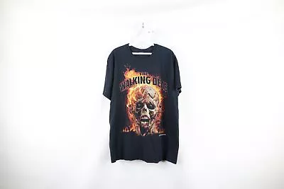 Vintage Mens Large Faded The Walking Dead Zombie Fire Flames Spell Out T-Shirt • $50.96