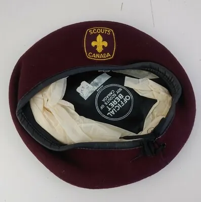 Vintage Boy Scouts Of Cananda Beret Burgundy Color Size Medium New Old Stock • $31.49