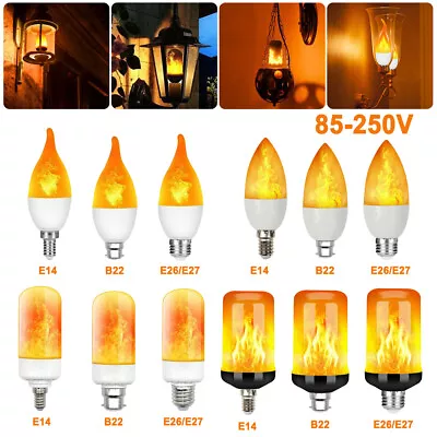 B22 E14 E27 LED Flicker Flame Lamp Bulb Burning Fire Effect Candle Bulb Light • £8.99