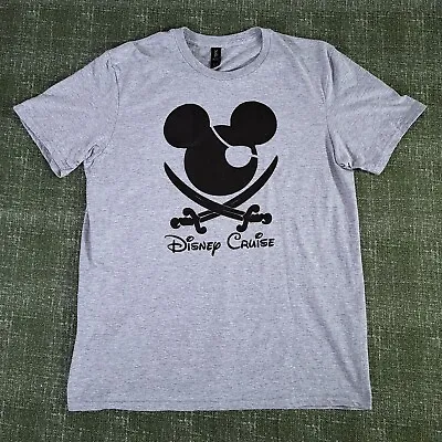 Disney Cruise Line Mickey Mouse Jolly Roger Pirate T Shirt Gray Adult L Large • $7.49