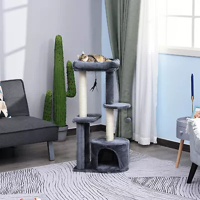 100cm Cat Activity Tree Tower W/ Perch House Scratching Post Play Ball Plush Fun • £32.99