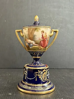 Royal Vienna Style Hand Painted Artist Signed Porcelain Vase With Lid 5 3/4” • $150