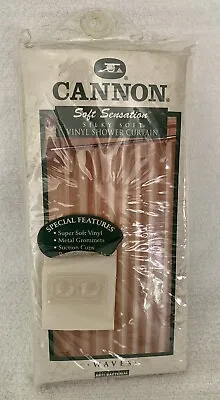 Vintage CANNON Silky Soft Vinyl Shower Curtain Ivory White Waves Anti-Bacterial • $14.98