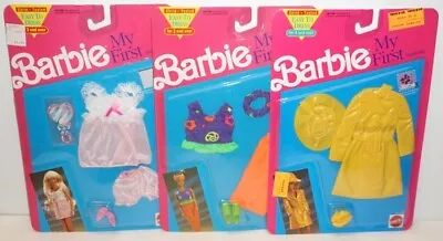 MY FIRST BARBIE~3 FASHIONS~PJs~Raincoat~Pants/Top~1991 MATTEL~New In Package • $19.99