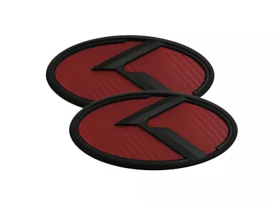 3D K Logo Emblem Red Carbon & Black 2pc (Fits: KIA 2017+ Forte Sedan K3) • $34.49