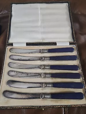 Antique M.L.J EPNS A1 Silver Plate 6 Pc. Butter Knife Set  *Handles Cracking* • $30