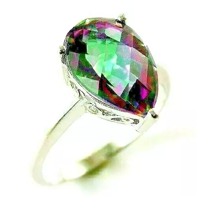 Ring Green Purple Mystic Topaz Mined Gem Solid Sterling Silver N 1/2  US 7 • £54.99
