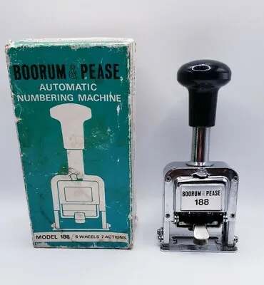 Vintage Boorum & Pease Automatic Numbering Machine Model 188 In Box Japan Made • $7