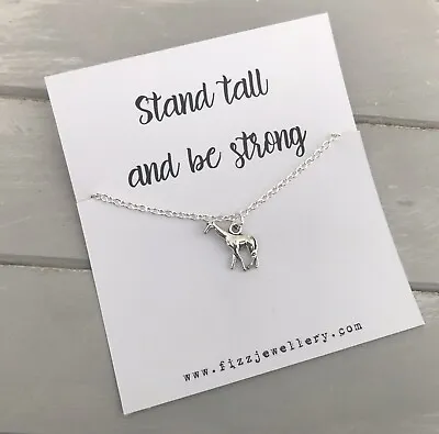 £3.99 • Buy  Stand Tall And Be Strong  Giraffe Silver Plated Necklace Message Card Gift