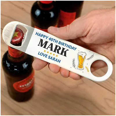PERSONALISED 40th 50th 60th 70th Birthday Bottle Opener Gifts For Him Men Dad • £8.99