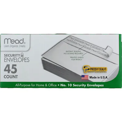 Mead Press-It Seal-It Security Envelopes 4.125in X 9.5in #10 45 Ct • $11.93