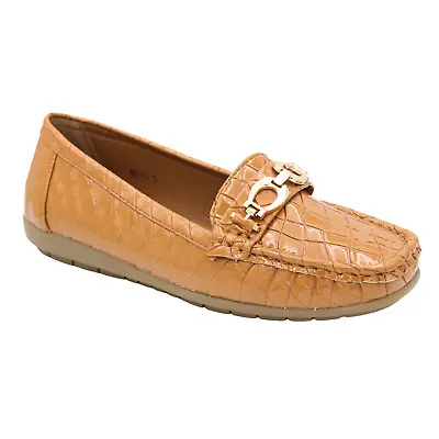Ladies Loafers Flats Slip On Pump Comfy Women Work Office School Shoes Boat Size • £13.95