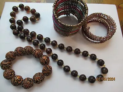 Vintage Modern Faux Amber Brown Jewelry Lot • $1.99