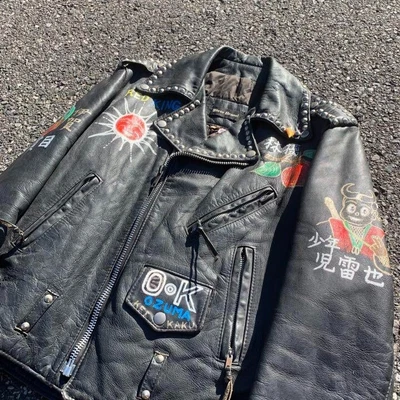 $519 • Buy Vintage Studded Riders Leather Jacket Punk Tack Jean Archive Used From Japan