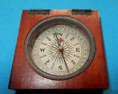 ANTIQUE 19th CENTURY WOODEN CASED COMPASS - MARINE MARITIME • £0.99