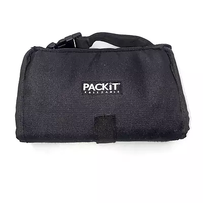 PackIt Freezable Lunch Bag Black Fold Up Lunch Tote Built In Ice Pack= • $11.91
