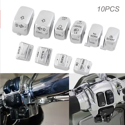 $15 • Buy 10x Chrome Hand Control Switch Housing Button Cover Cap For Harley Touring 96-13