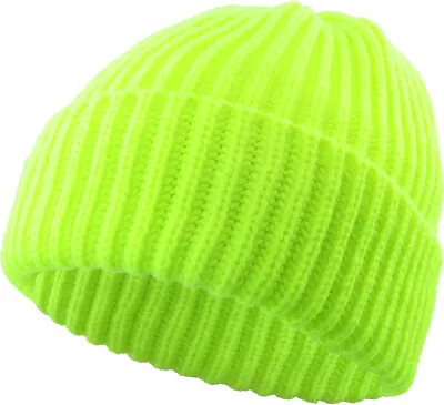 THICK Ribbed Beanie Knit Ski Cap Skull Hat Warm Solid Color Winter Cuff Blank • $12.95