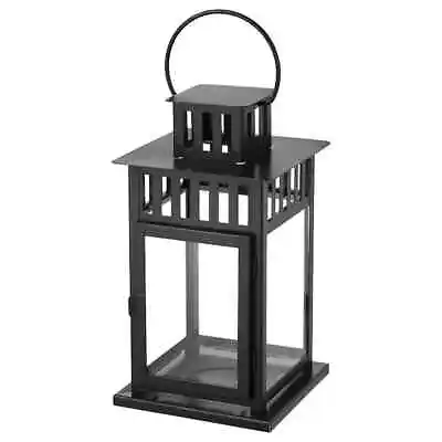 Ikea Borrby Lantern For Block Candle Black In/Outdoor 28cm Tall Handle • £20.50