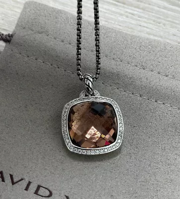 David Yurman Silver Albion 17mm Morganite & Diamond Pendant Necklace 18  • $235