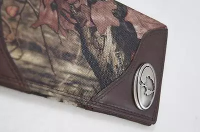 ZEP-PRO MOSSY OAK CAMO LOGO Leather & Nylon Roper WALLET TIN GIFT BOX • $48