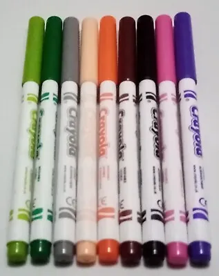 Crayola Felt Tip Pens Supertips Set 9 Colours Art School Drawing Design Graphics • £0.49