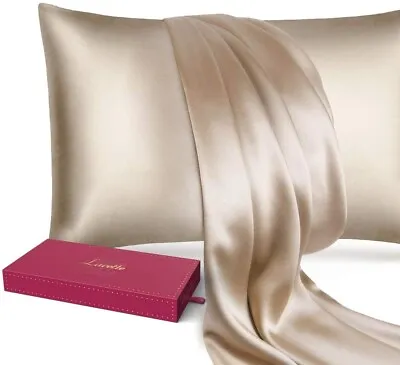 1Pc 100% Pure Mulberry Silk Pillowcase 22 Momme Silk Pillow Cover Champagne Gold • $15.99