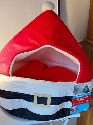 Vibrant Life Cozy Hideaway Pet Bed For Small Cat Or Dog Christmas Santa Suit NWT • $18.24